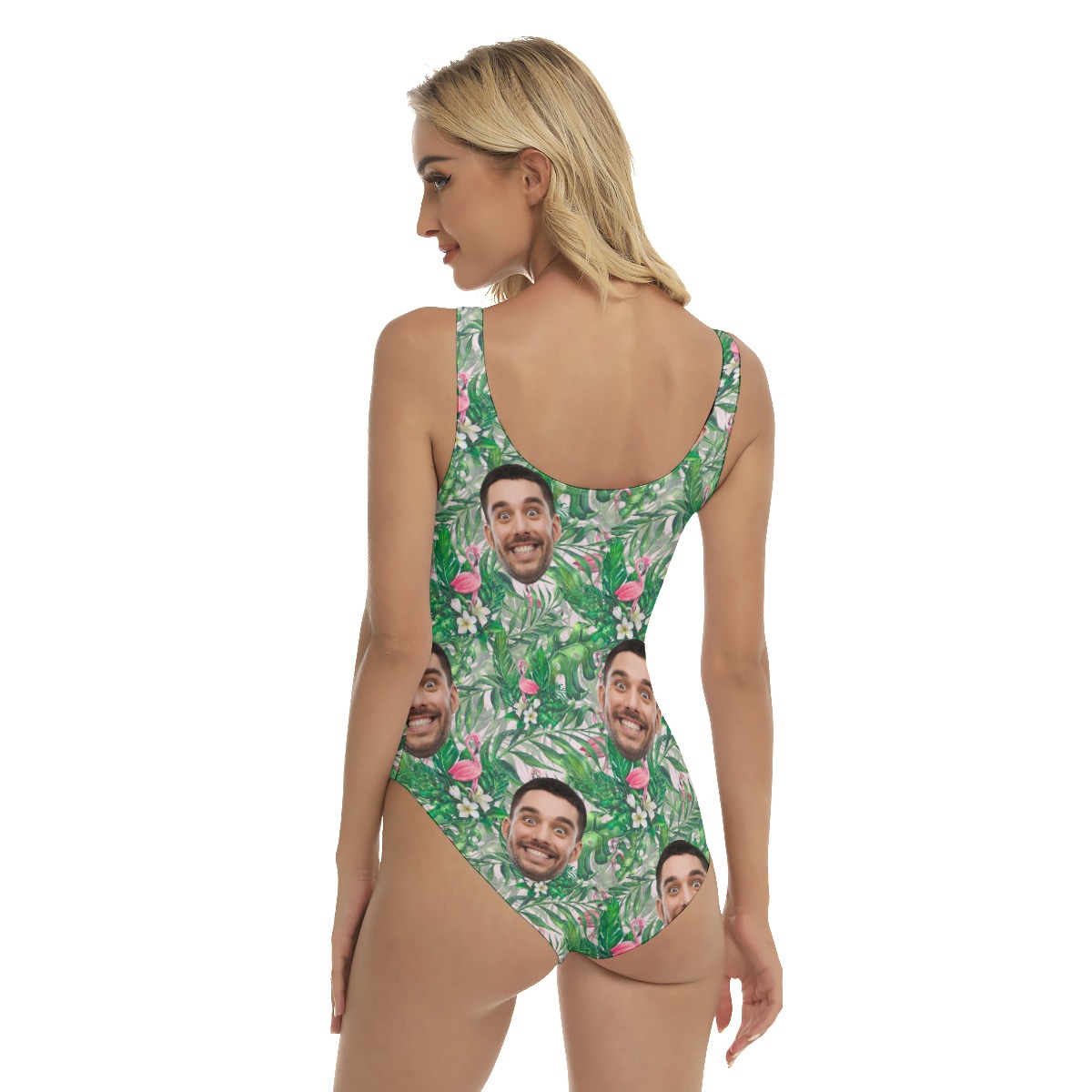 Custom Face Flamingo Hawaiian Swimsuit For Women