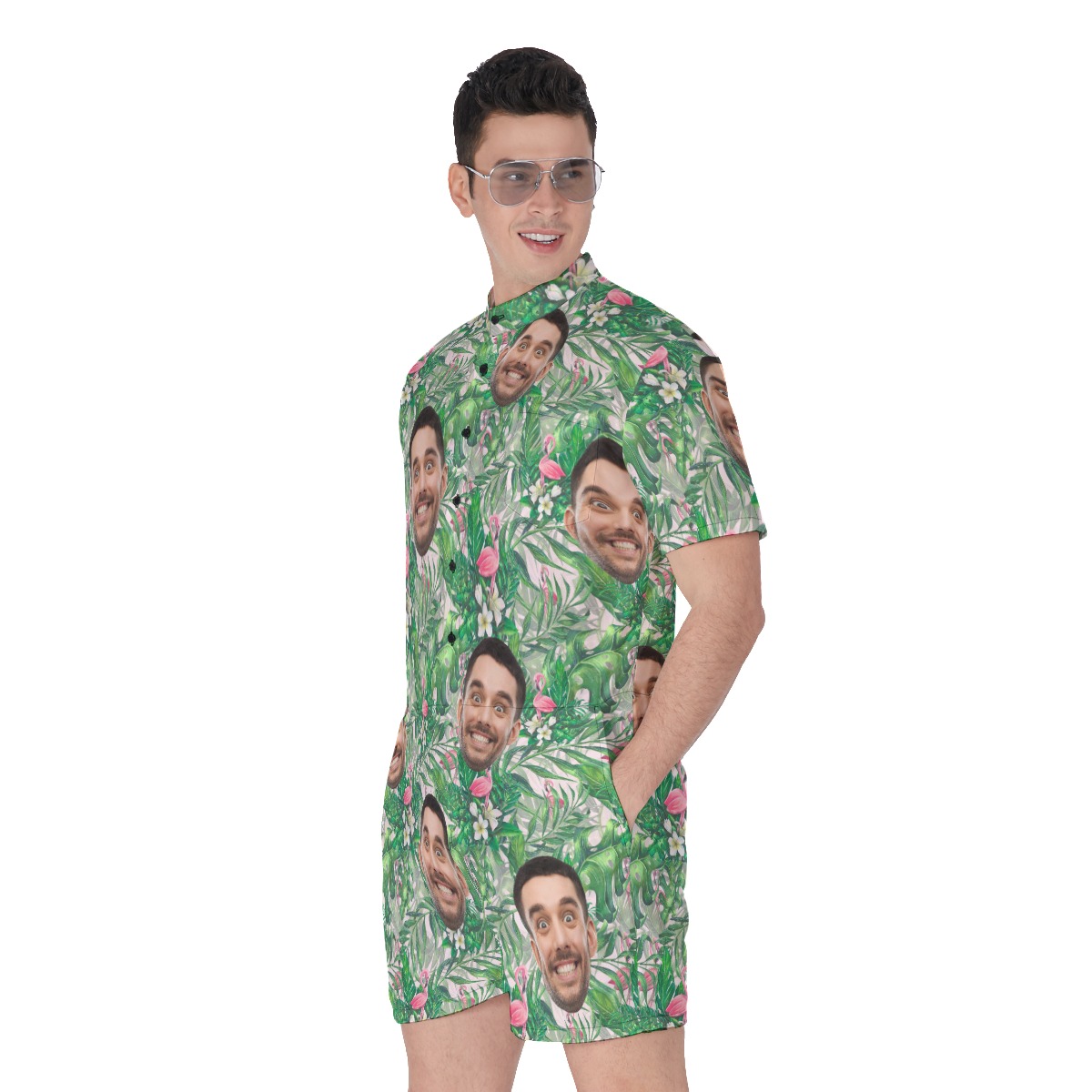Tropical Romper With Custom Faces For Men