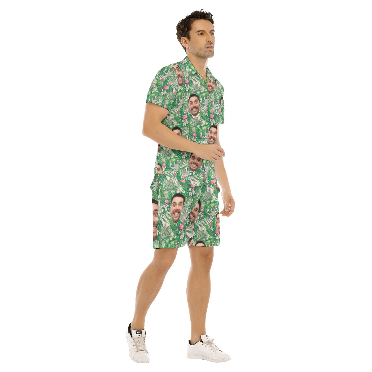 Flamingo Custom Face Hawaiian Outfits Shirt Set For Men