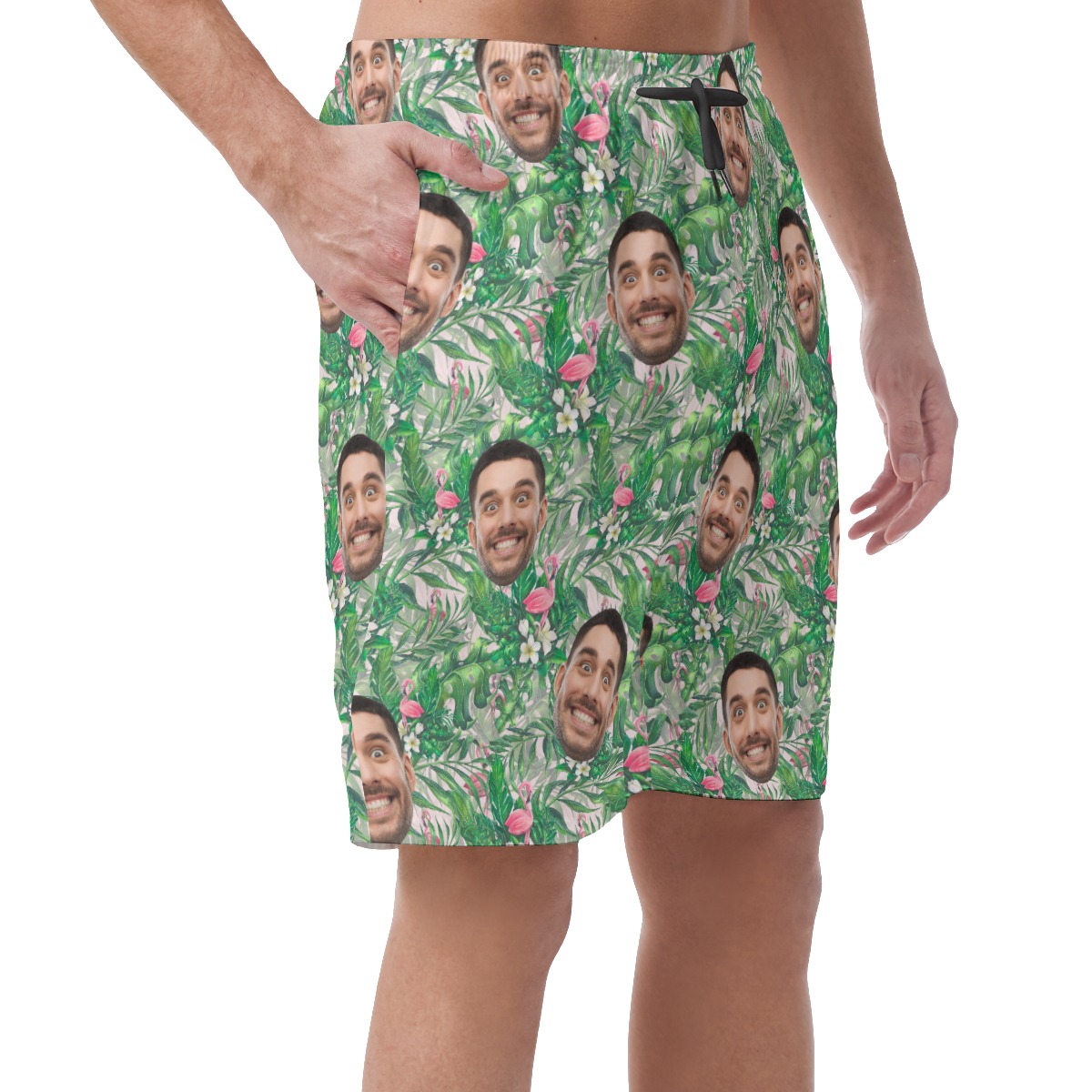 Tropical Flamingo Custom Face Board Shorts For Men