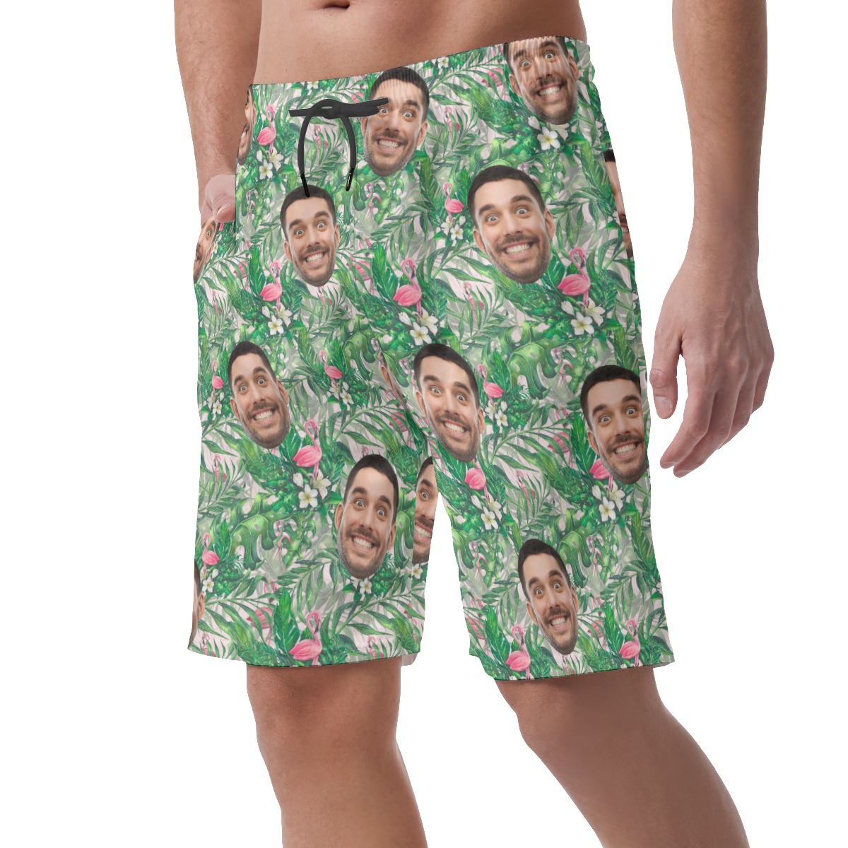 Tropical Flamingo Custom Face Board Shorts For Men