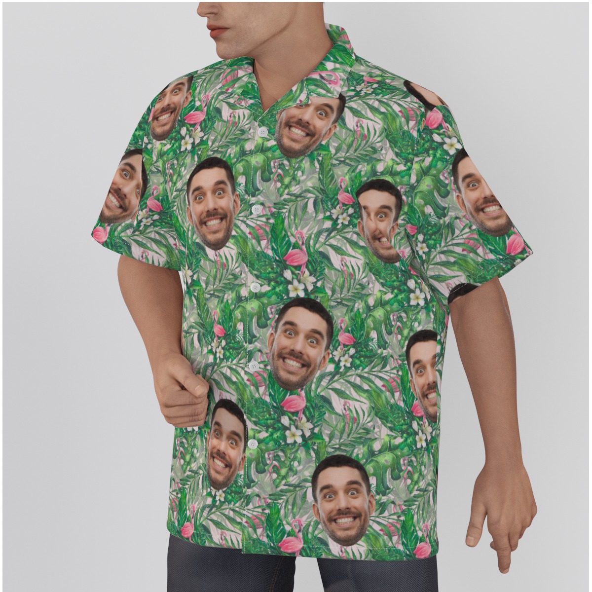 Flamingo Custom Multiple Faces Hawaiian Shirt