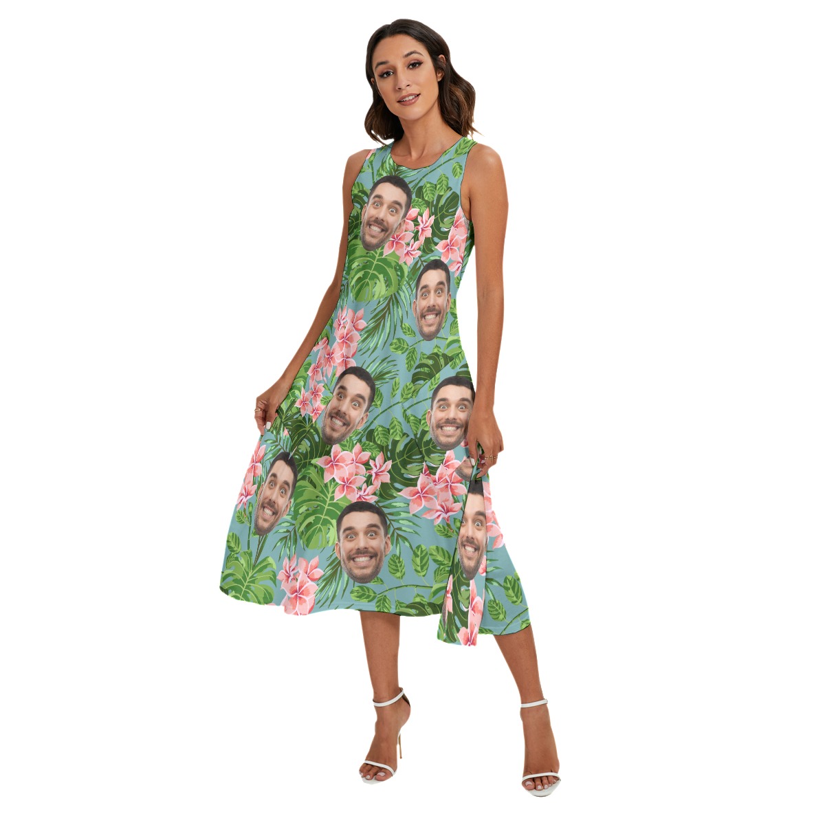 Custom Women's Hawaiian Dress With Faces