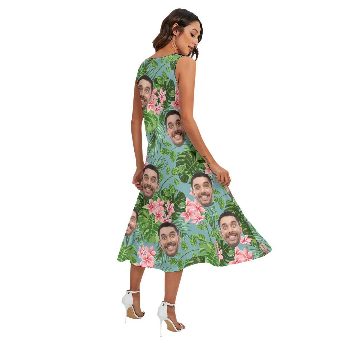 Custom Women's Hawaiian Dress With Faces