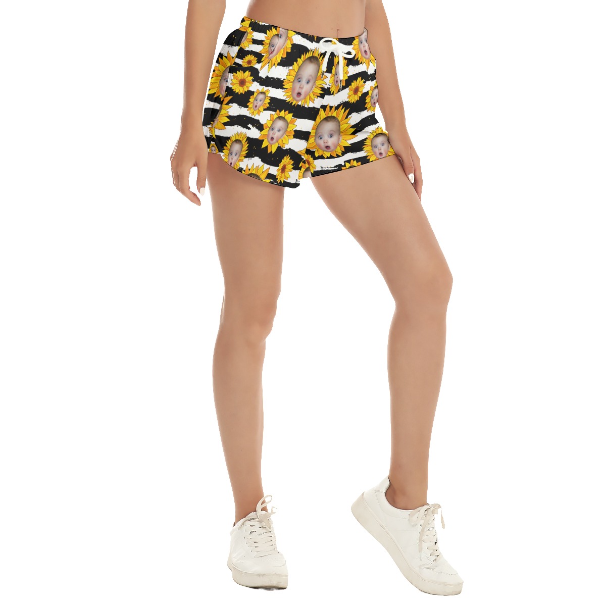 Sunflowers Custom Face Hawaiian Beach Shorts For Women - variant image 1