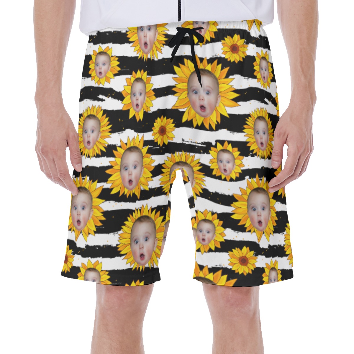 Custom Sunflowers Hawaiian Swim Trunks With Face - variant image 1
