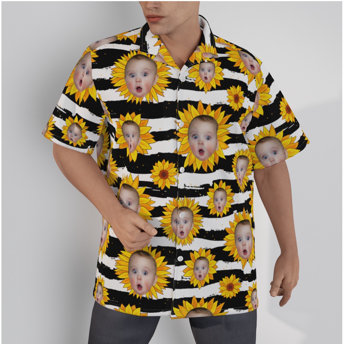 Funny Sunflowers Custom Face Hawaiian Shirt - variant image 1