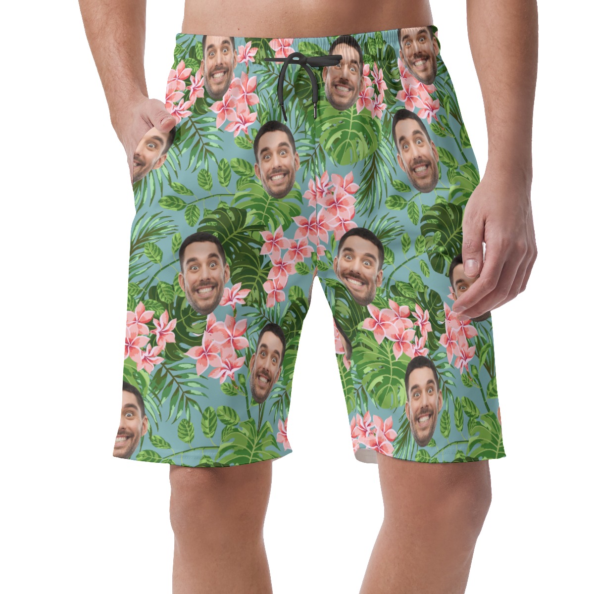 Men's Tropical Custom Face Shorts For Summer - variant image 1