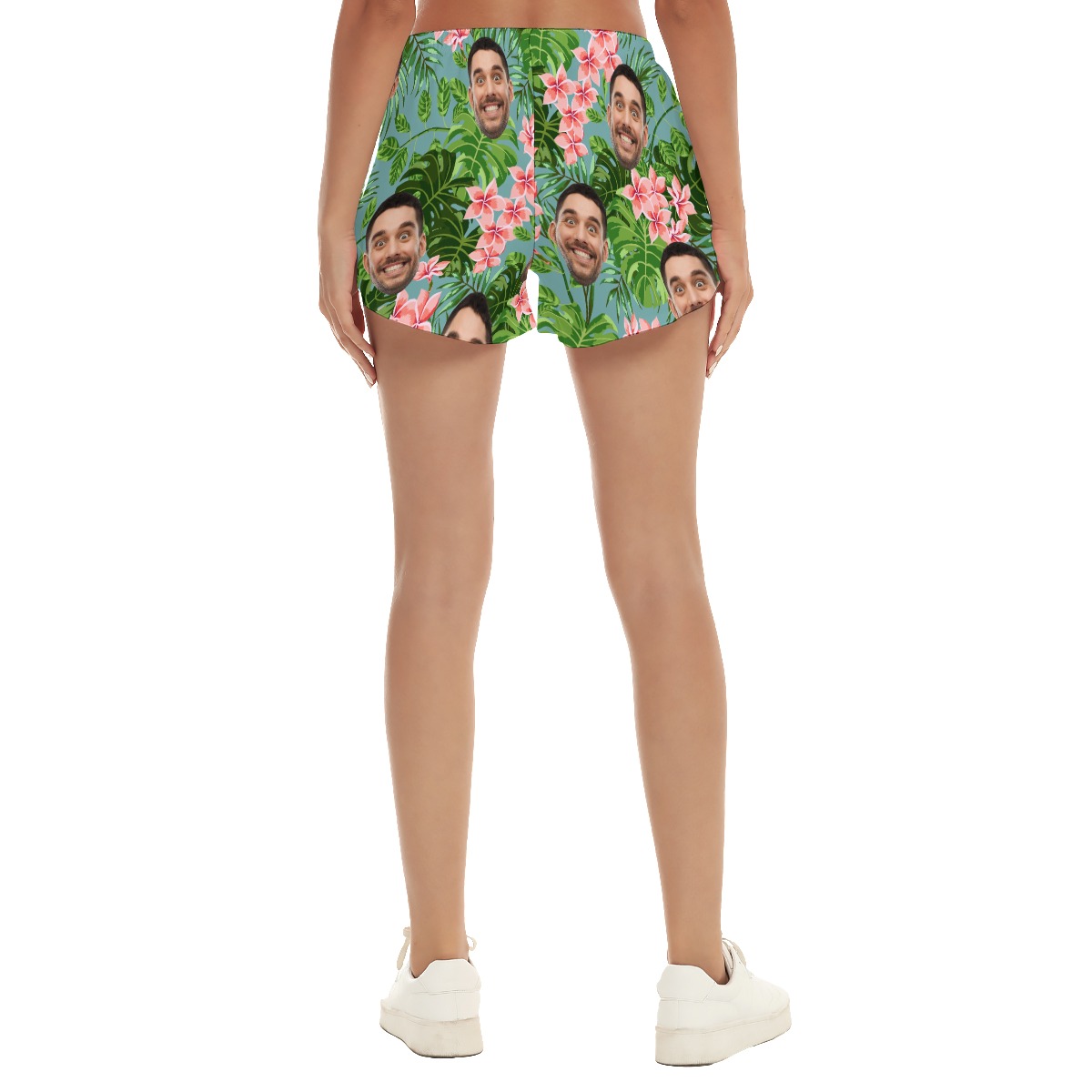 Custom Women's Beach Shorts Hawaiian Prints With Faces