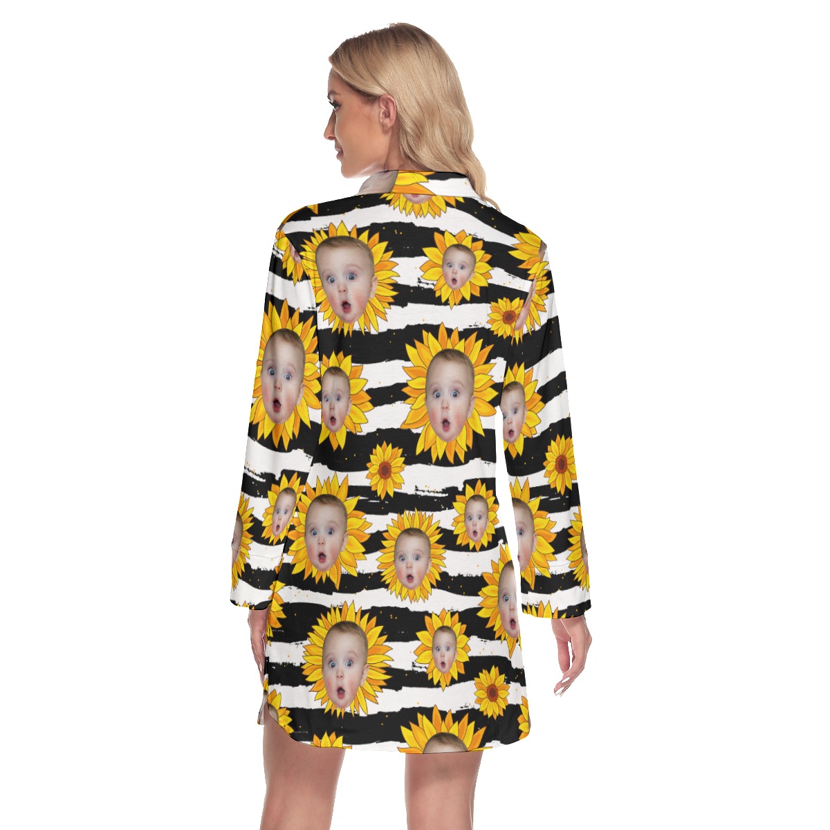 Sunflowers Custom Face Hawaiian Shirt Dress For Women
