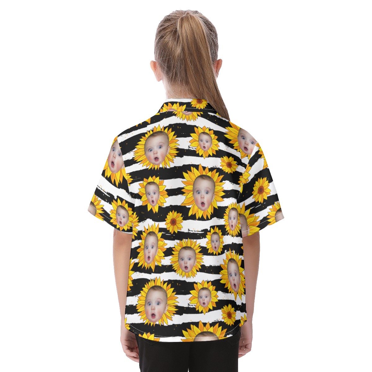 Funny Custom Face With Sunflowers Hawaiian Shirts For Kids