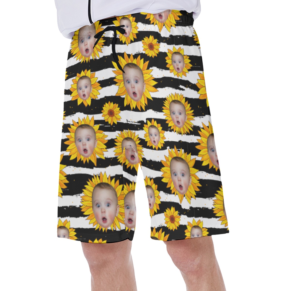 Custom Sunflowers Hawaiian Swim Trunks With Face
