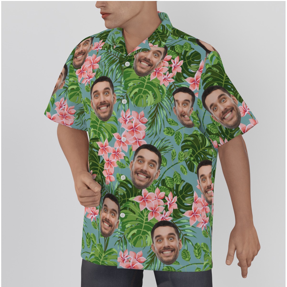 Floral Custom Multiple Faces Hawaiian Shirt For Men