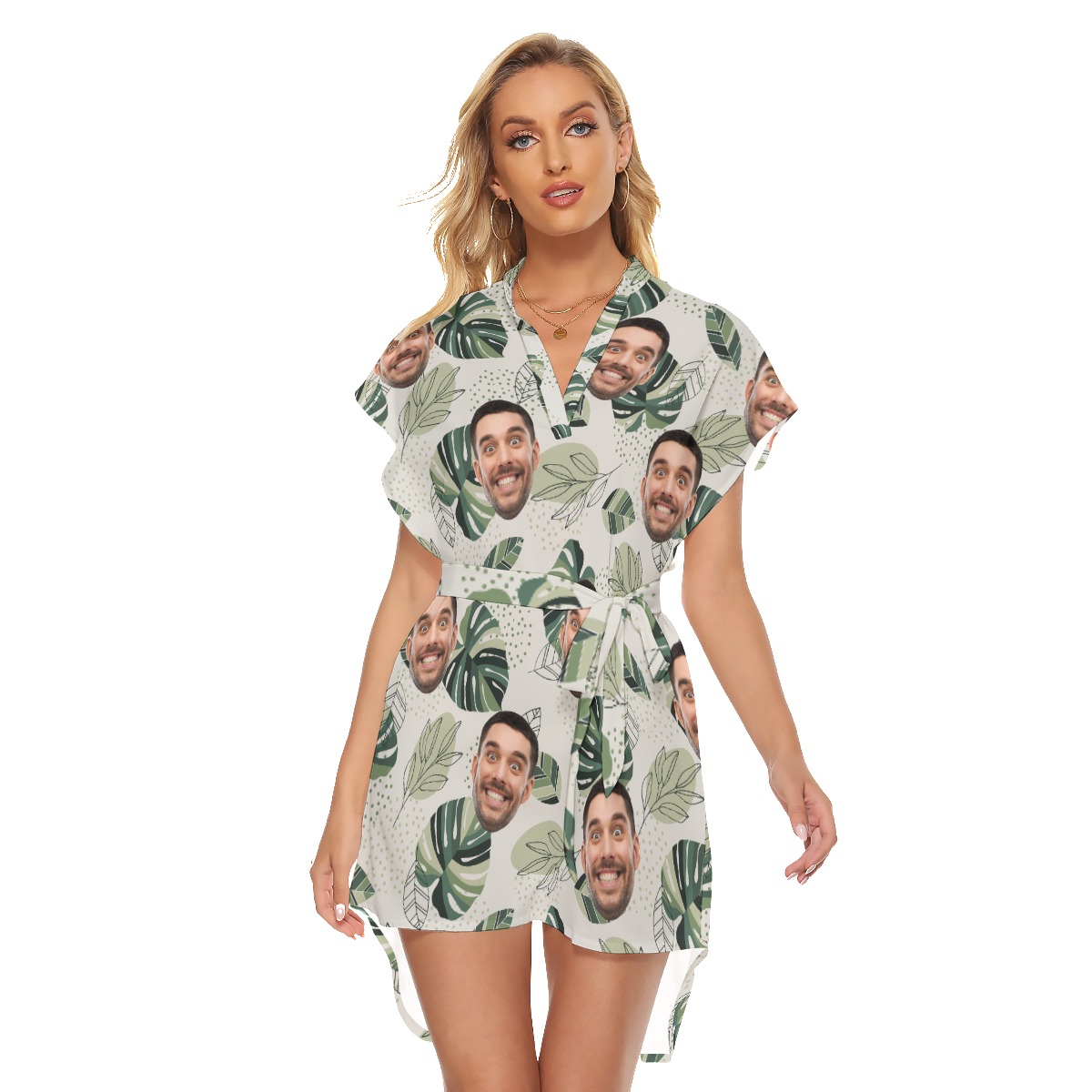 Custom Face Hawaiian Print Dresses For Summer - variant image 1