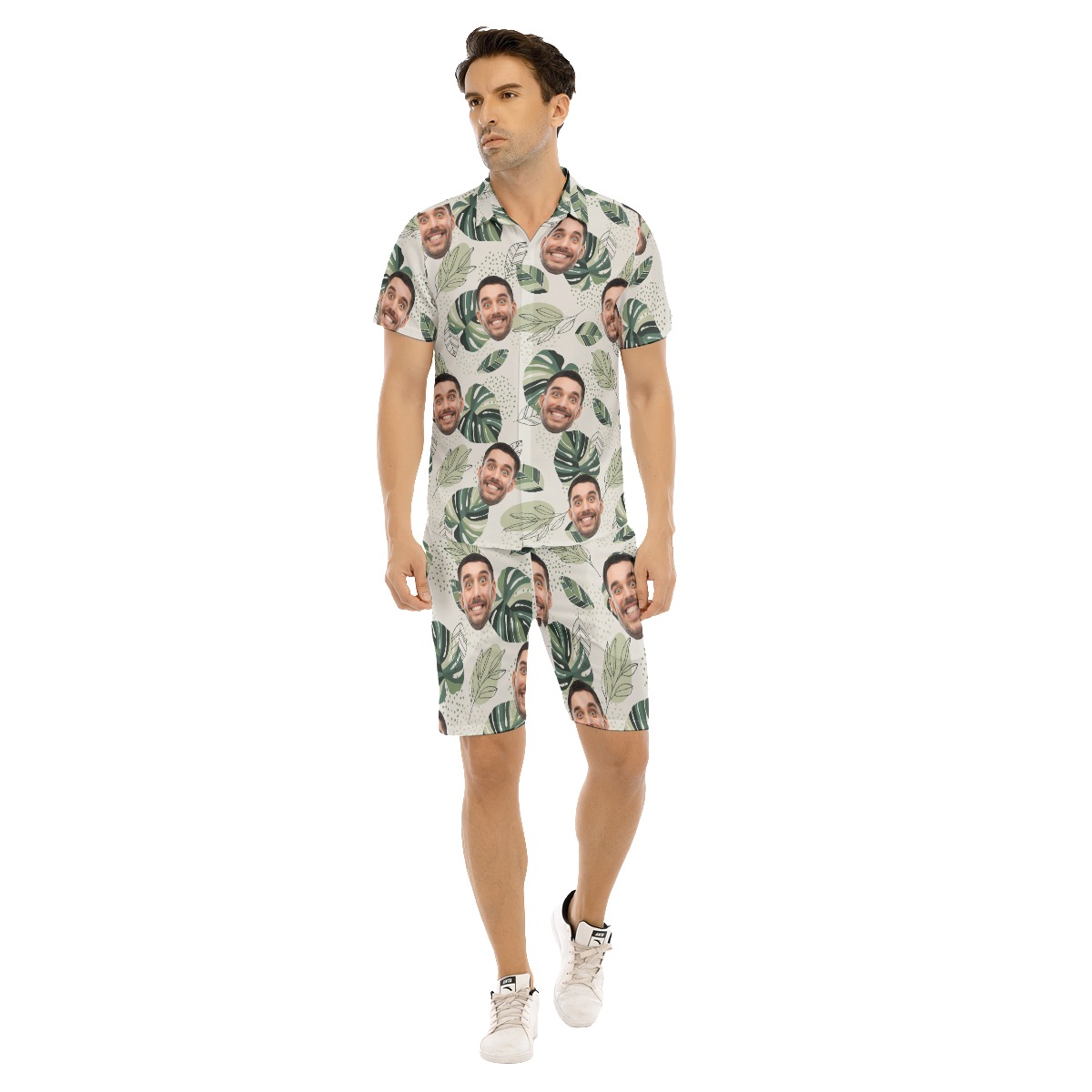 Tropical Personalized Face Hawaiian Shirt Set For Men - variant image 1
