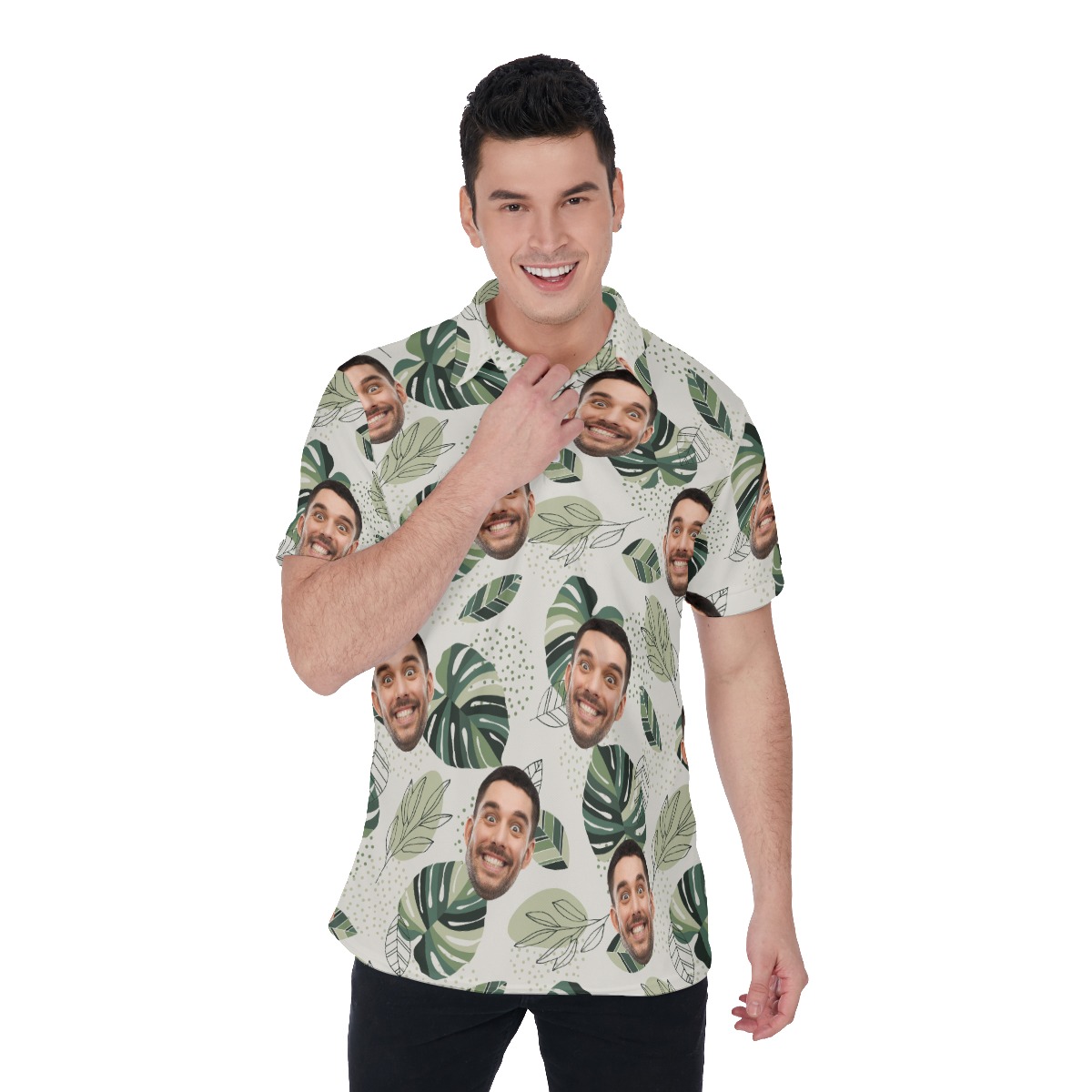 Men's Custom Hawaiian Polo Shirt With Face - variant image 1