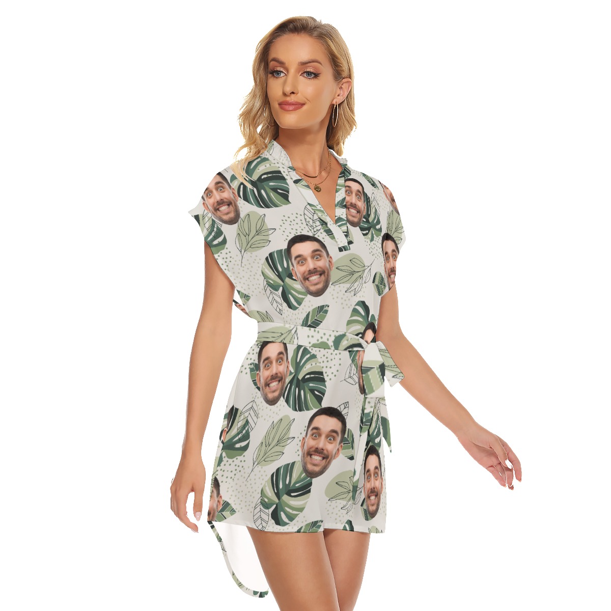 Custom Face Hawaiian Print Dresses For Summer