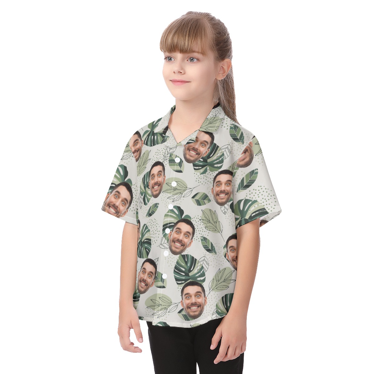 Custom Face Hawaiian Button Up Shirt For Kids