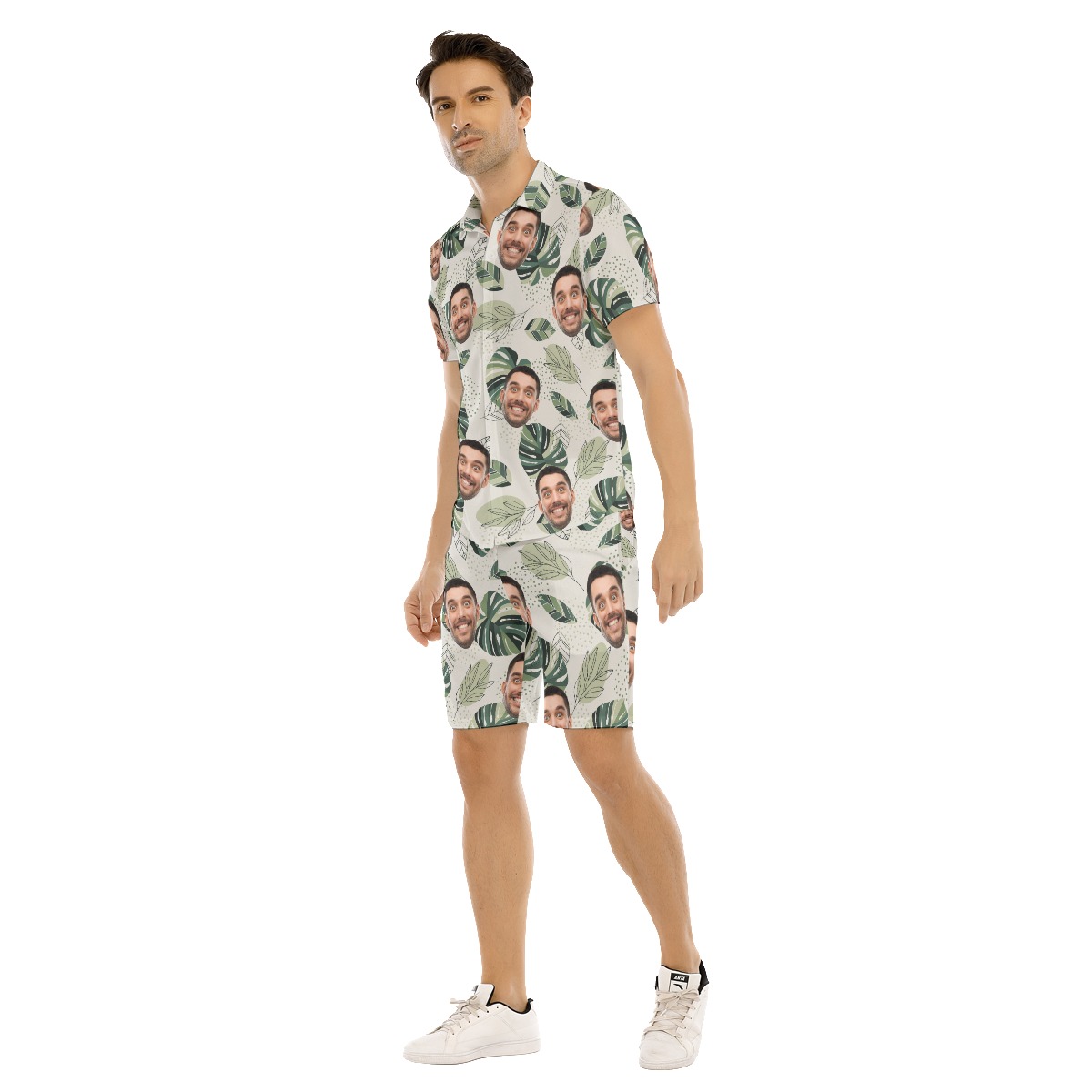 Tropical Personalized Face Hawaiian Shirt Set For Men