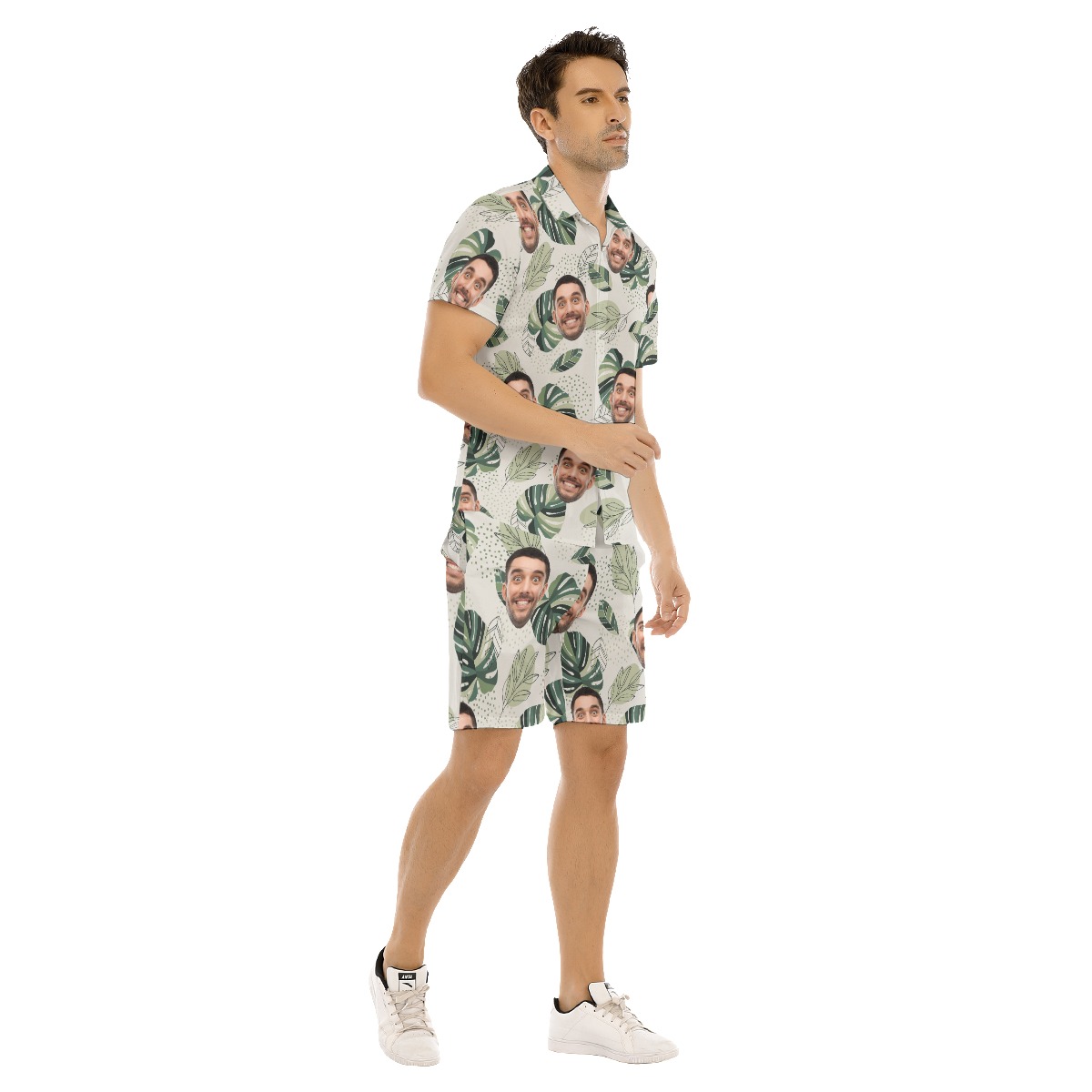 Tropical Personalized Face Hawaiian Shirt Set For Men