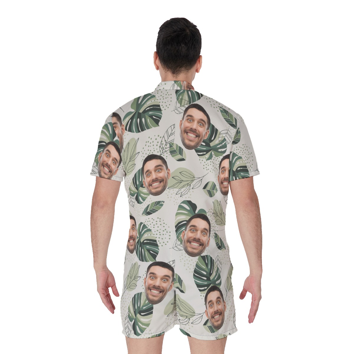 Personalized Men's Tropical Romper With Faces