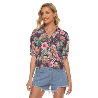 Women's Custom Face Cropped Hawaiian Shirt