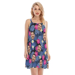 Women's Hawaiian Summer Dresses With Faces Personalized