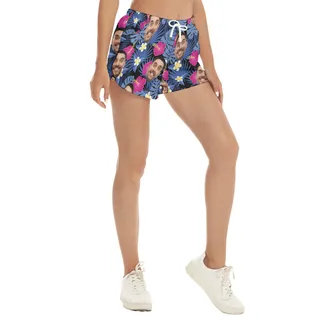 Purple Custom Face Women's Shorts For Summer