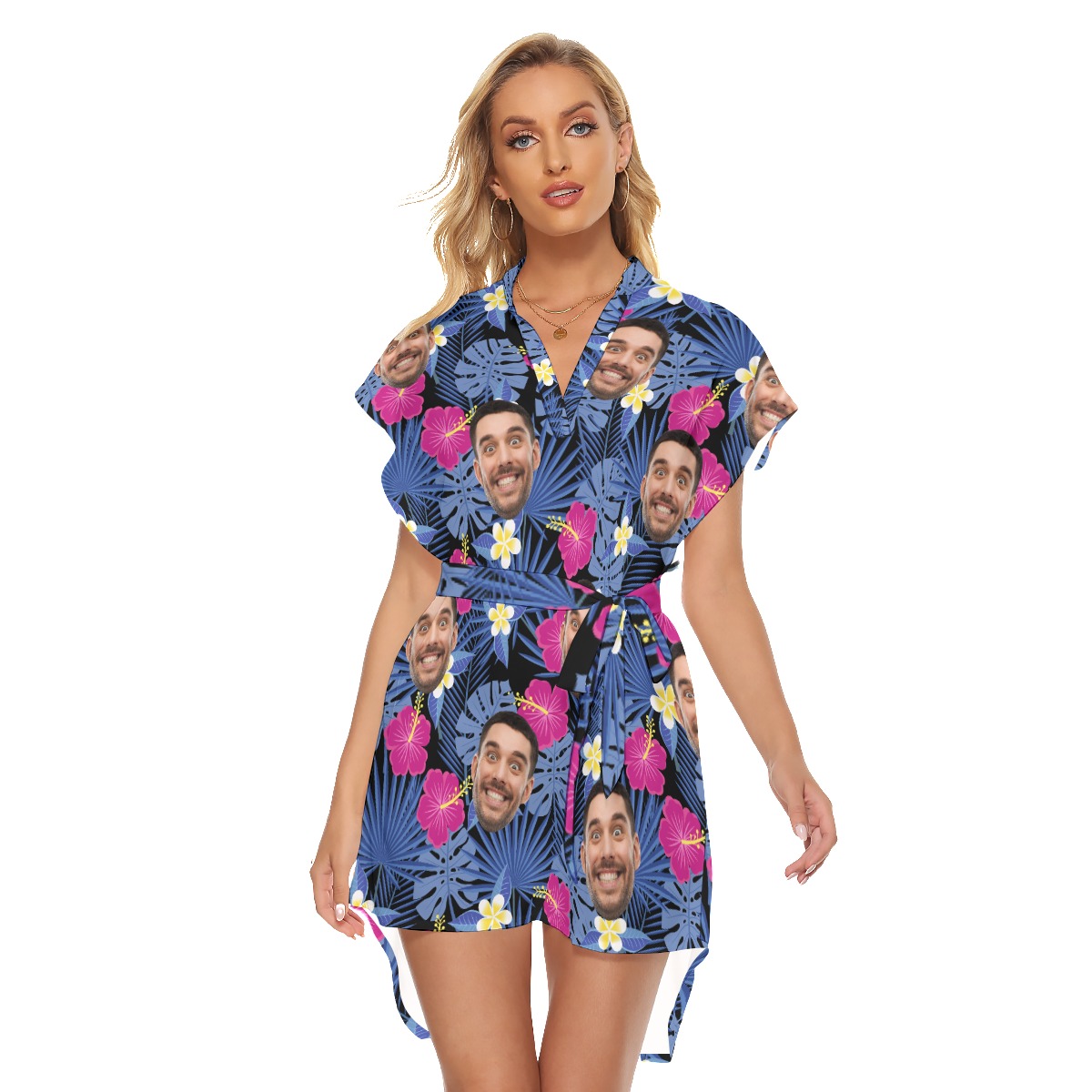 Custom Face Hawaiian Dress with Tie - variant image 1