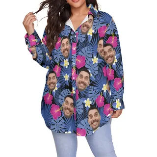 Women's Custom Face Hawaiian Plus Size Shirt
