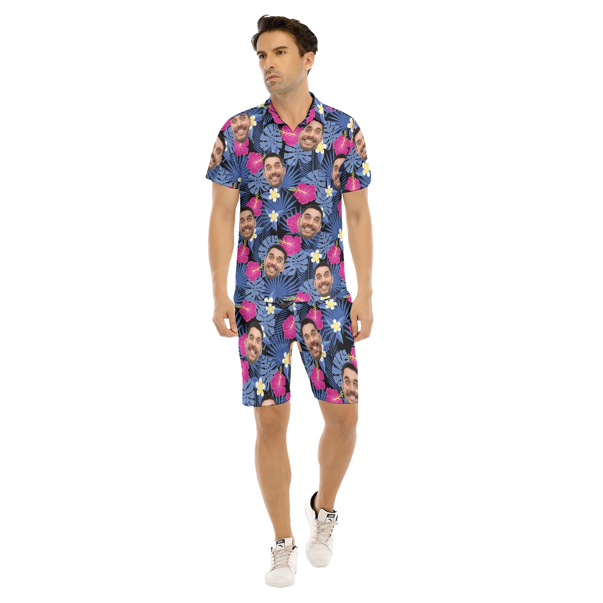 Men's Custom Face Hawaiian Outfits Purple - variant image 1
