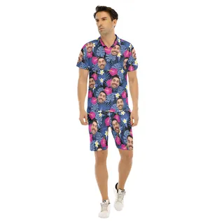Men's Custom Face Hawaiian Outfits Purple