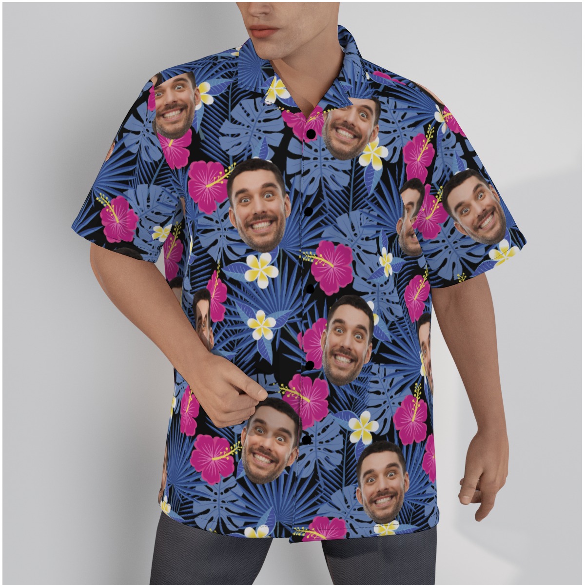 Purple Custom Hawaiian Shirt With Face For Men - variant image 1