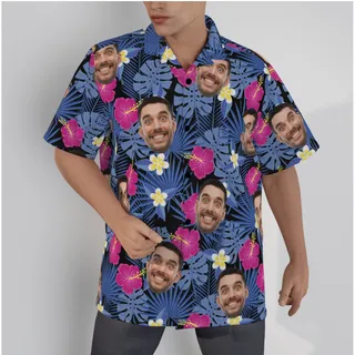 Purple Custom Hawaiian Shirt With Face For Men