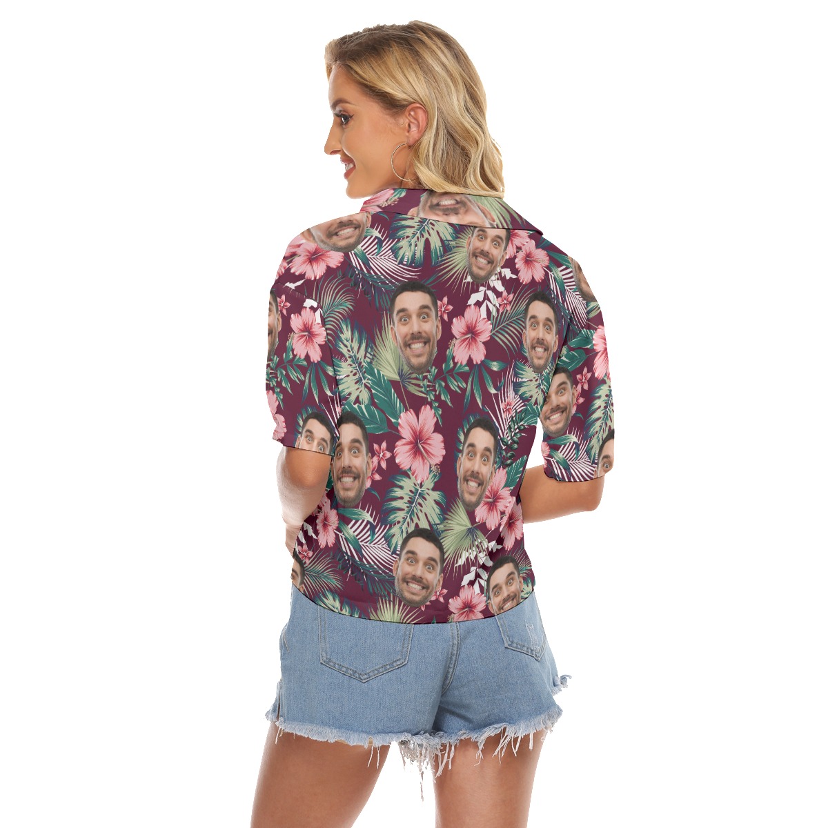 Women's Custom Face Cropped Hawaiian Shirt