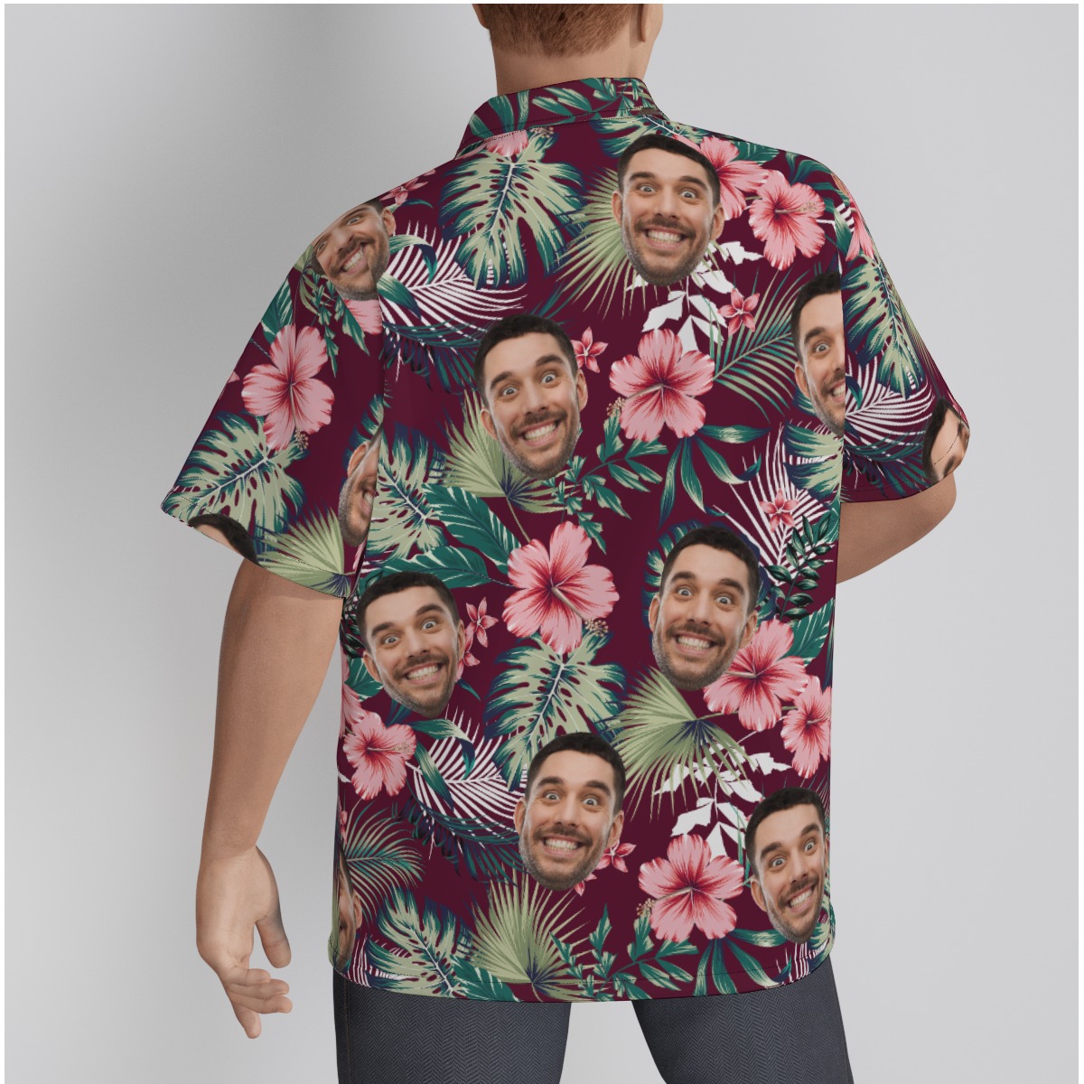 Men's Custom Red Hawaiian Shirt With Multiple Faces