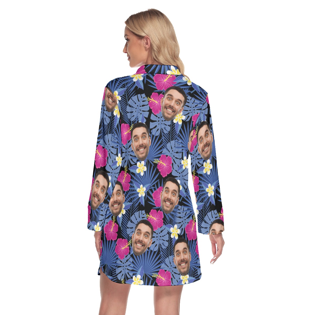 Personalized Purple Hawaiian Dress Lapel Shirt Dress For Girls