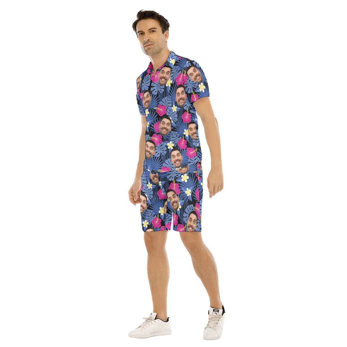 Men's Custom Face Hawaiian Outfits Purple