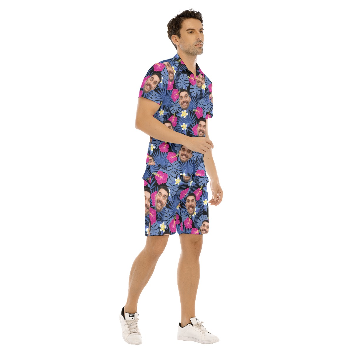 Men's Custom Face Hawaiian Outfits Purple