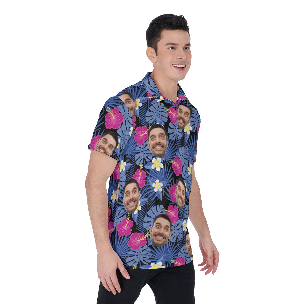 Custom Face Hawaiian Polo Shirt For Men
