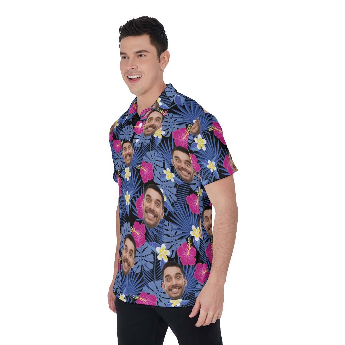 Custom Face Hawaiian Polo Shirt For Men