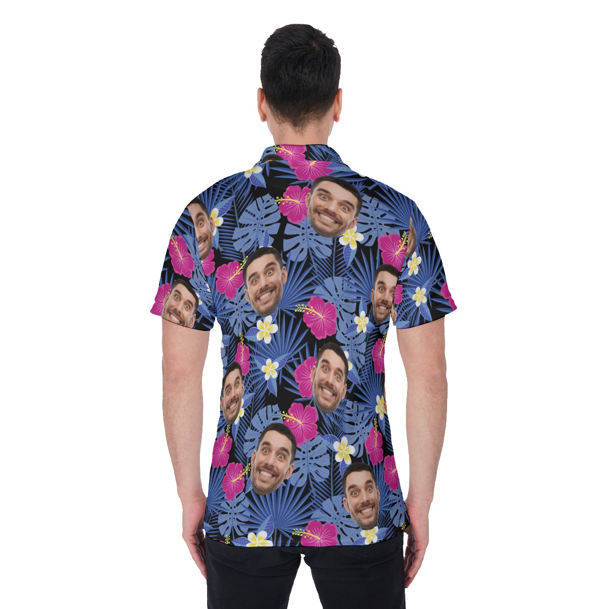 Custom Face Hawaiian Polo Shirt For Men