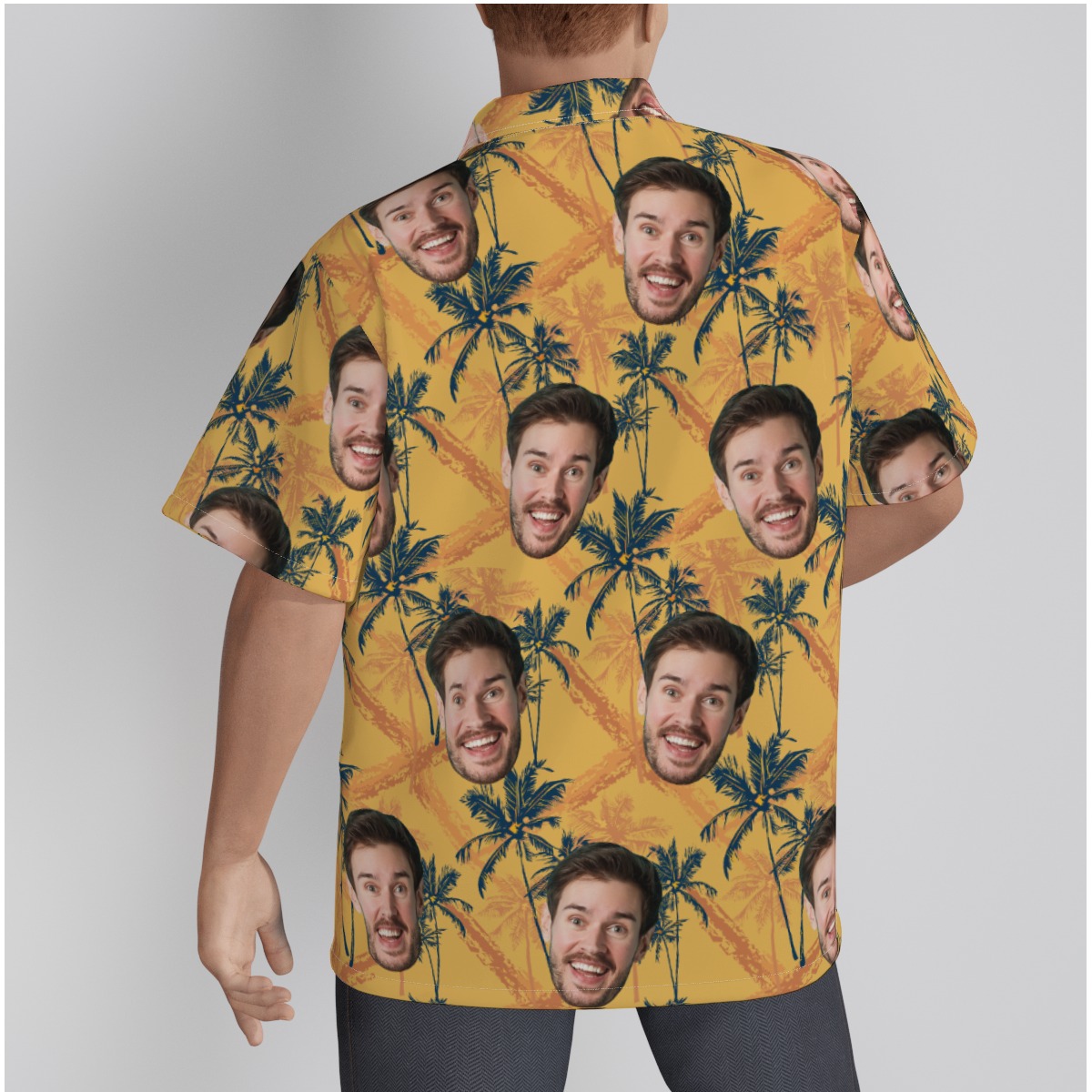 Custom Face Coconut Tree Yellow Hawaiian Shirt