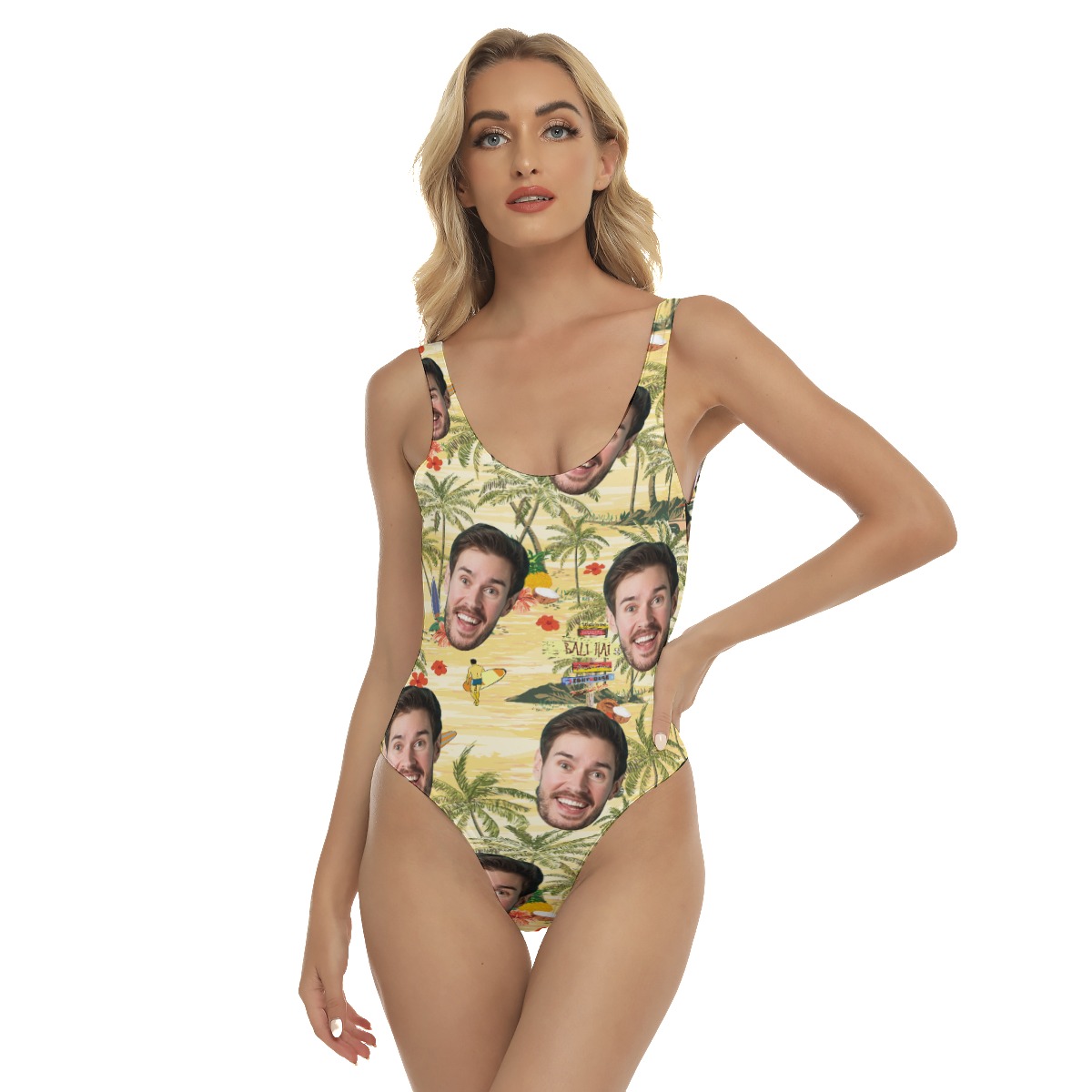 Tropical Palm Tree Custom Face Hawaiian Swimsuit For Summer Vacation - variant image 1