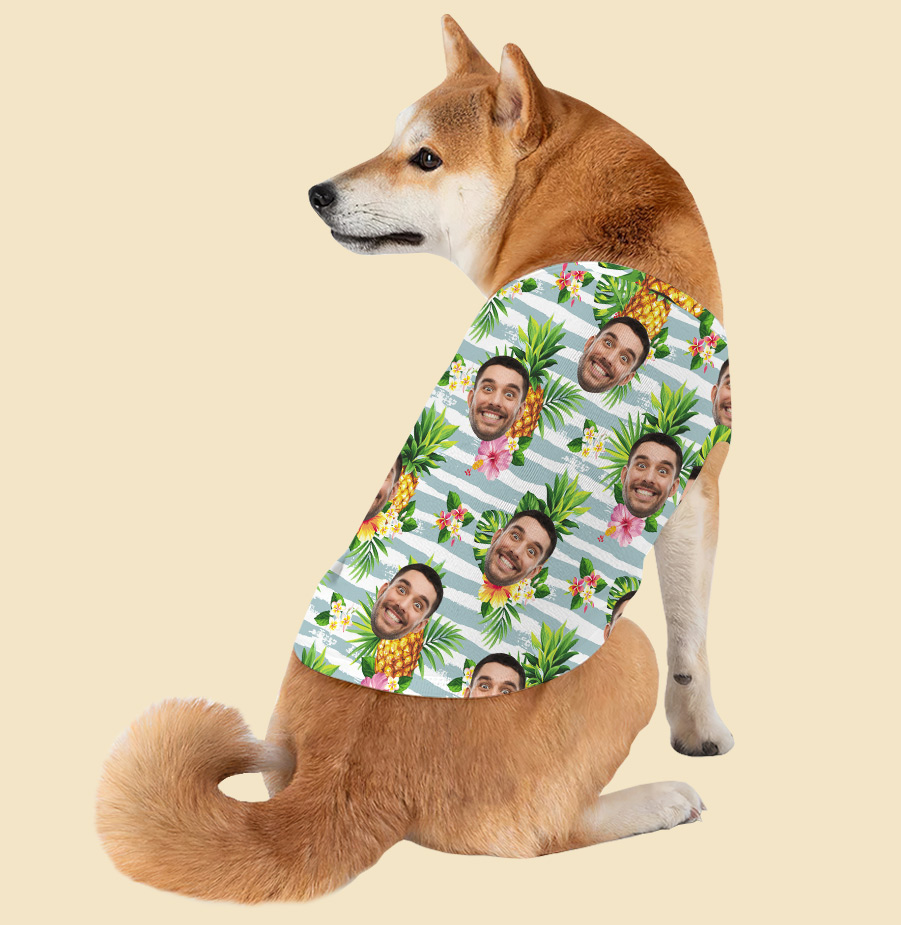 Custom Face Dog's Shirt Tropical Pineapple Hawaiian Shirt For Dog - variant image 1