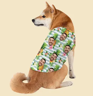 Custom Face Dog's Shirt Tropical Pineapple Hawaiian Shirt For Dog