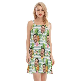 Tropical Pineapples Hawaiian Cami Dress For Women