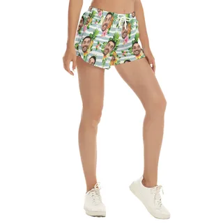 Custom Face Tropical Pineapple Women's Shorts