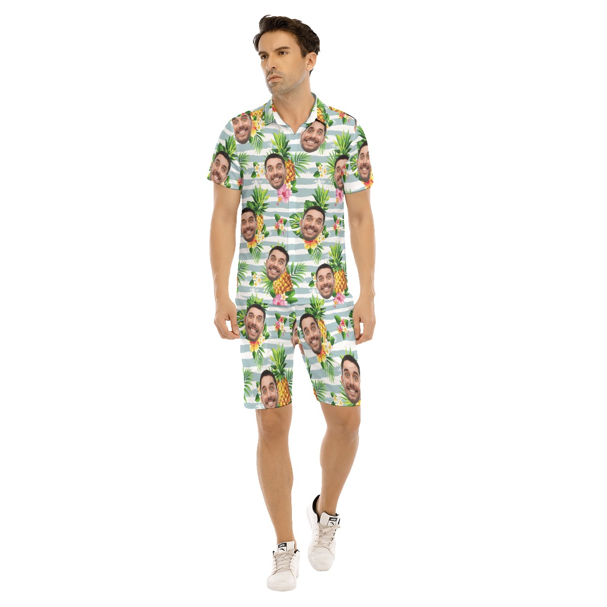 Custom Face Hawaiian Outfits Shirt Shorts For Men - variant image 1