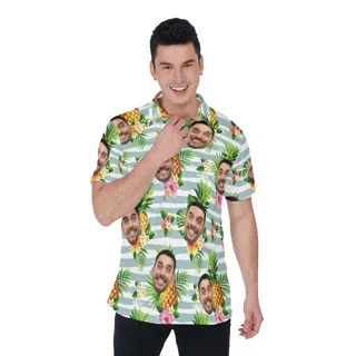Custom Face Tropical Fruits Hawaiian Polo Shirt